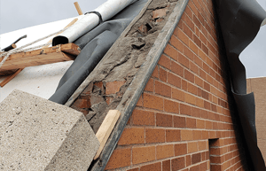 Damaged brickwork