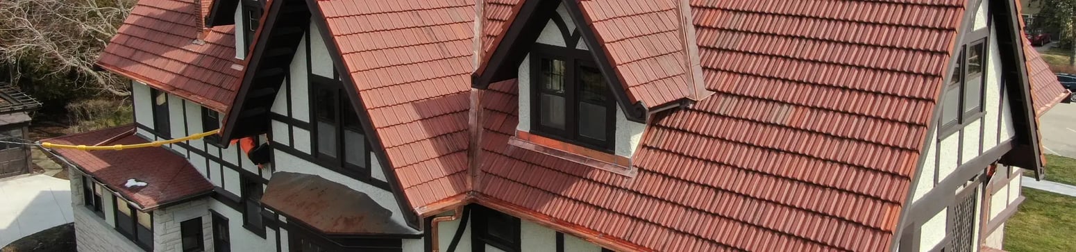 Historic clay tile roof after restoration