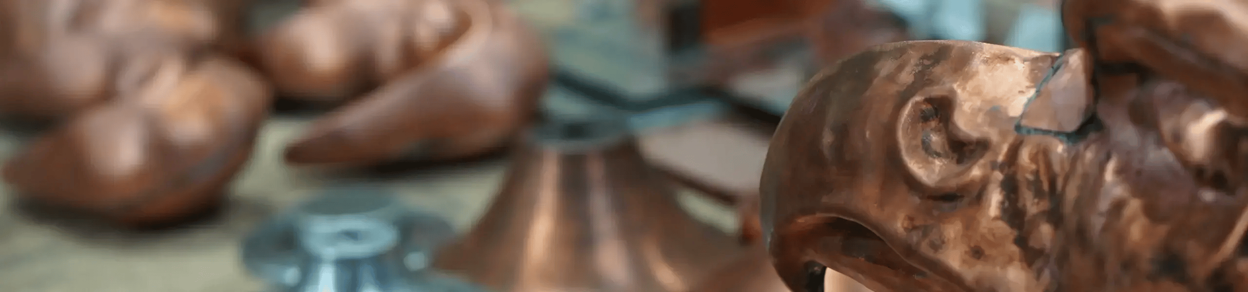 close-up details of custom copper work
